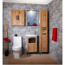 Шкаф пенал Бриклаер Лофт 35 4627125413360 с бельевой корзиной Метрополитен грей