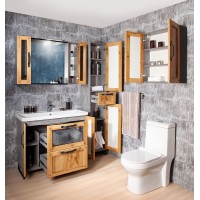 Шкаф пенал Бриклаер Лофт 35 4627125413360 с бельевой корзиной Метрополитен грей