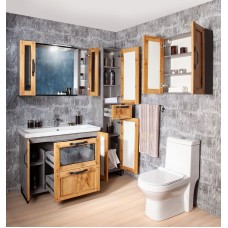 Шкаф пенал Бриклаер Лофт 35 4627125413360 с бельевой корзиной Метрополитен грей