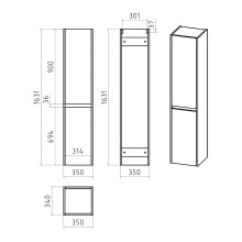 BALATON - 35 Пенал левый подвесной, белый