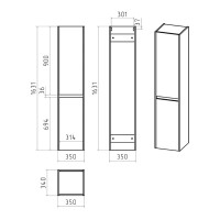 BALATON - 35 Пенал правый подвесной, белый