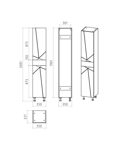 Грани - 35 Пенал с ящиком левый на ножках ( эмаль)