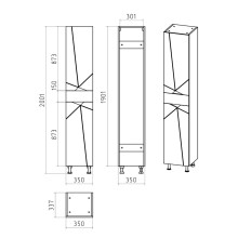 Грани - 35 Пенал с ящиком правый на ножках ( эмаль)