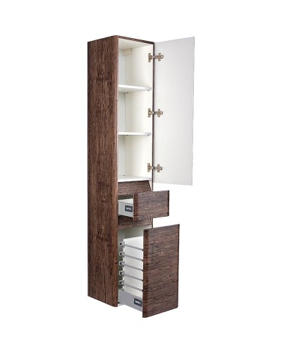 Шкаф пенал Style Line Атлантика Люкс Plus 35 ЛС-00000615 с бельевой корзиной Старое дерево