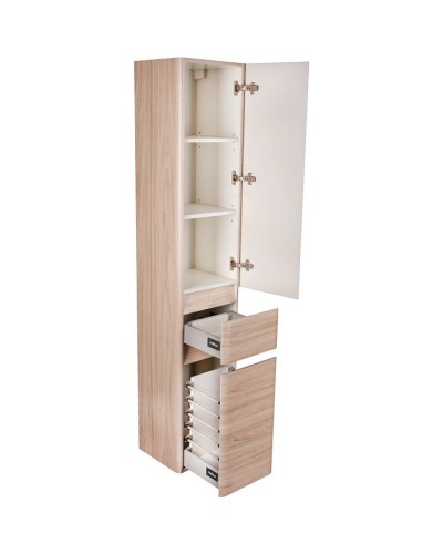 Шкаф пенал Style Line Атлантика Люкс Plus 35 ЛС-00000683 с бельевой корзиной Ясень перламутр