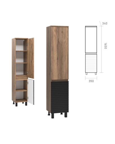 DAKOTA - 35 Пенал подвес/напол. правый (ДСП (Дуб Гал. Черный кварц)