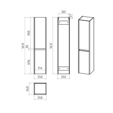 BALATON - 35 Пенал правый подвесной, комбинированный