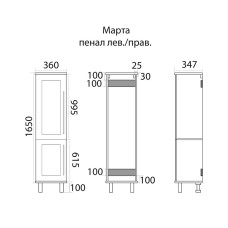 Марта - 35 пенал темный бетон прав. с Б/К
