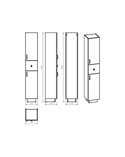 Амбра - 35 Пенал правый белый