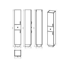 Амбра - 35 Пенал левый черный матовый