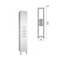 Дрея - 35 Пенал 2 ящ./ Б/К белая эмаль прав.