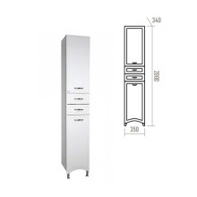 Дрея - 35 Пенал 2 ящ./ Б/К белая эмаль прав.