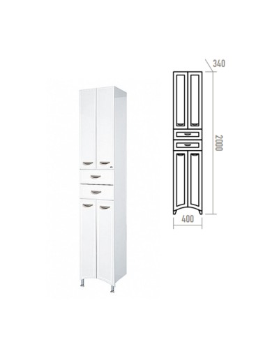 Дрея - 40 Пенал 2 ящ. белая эмаль