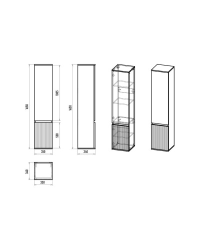 ENFIDA - 35 Пенал универс. левый черный
