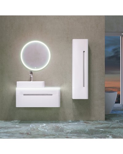 Шкаф пенал Jorno Shine 33 R Shi.04.125/P/W подвесной Белый глянец