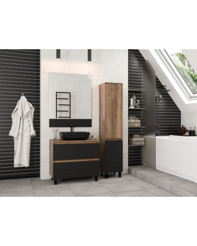 DAKOTA - 35 Пенал подвес/напол. правый (ДСП (Дуб Гал. Черный кварц)