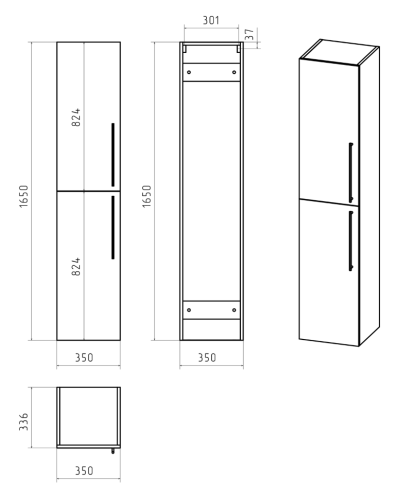 ROCK - 35 Пенал Brevita левый подвесной светло-серый (Чикаго) ЛДСП О