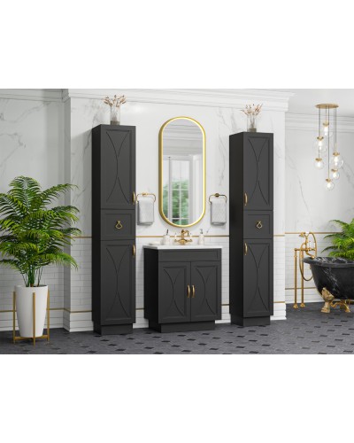 Амбра - 35 Пенал правый черный матовый