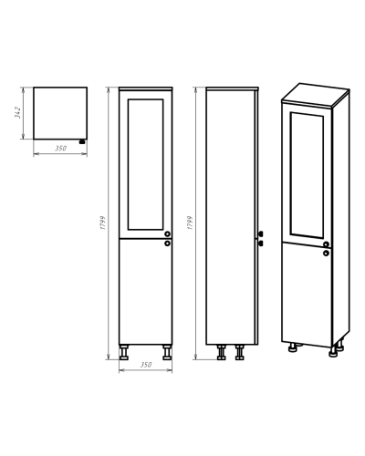 Латте - 35 Пенал левый белая эмаль