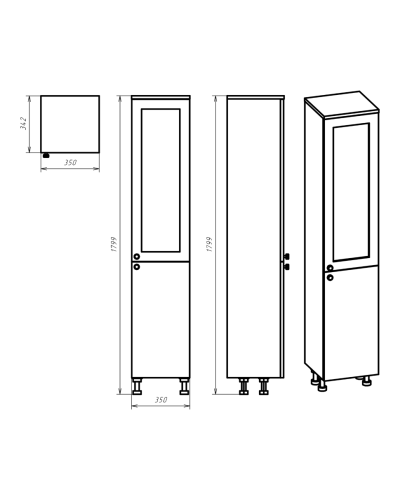Латте - 35 Пенал правый бежевая эмаль