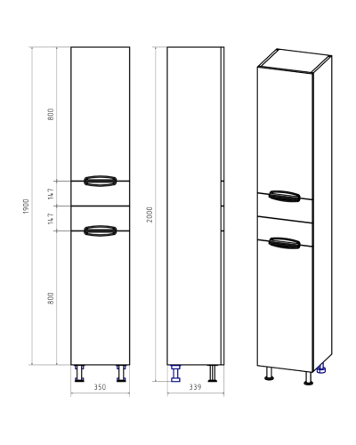 Орхидея - 35 Пенал левый белая эмаль без корзины