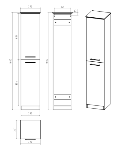 Респект - 35 Пенал напольный прямой левый с Б/К
