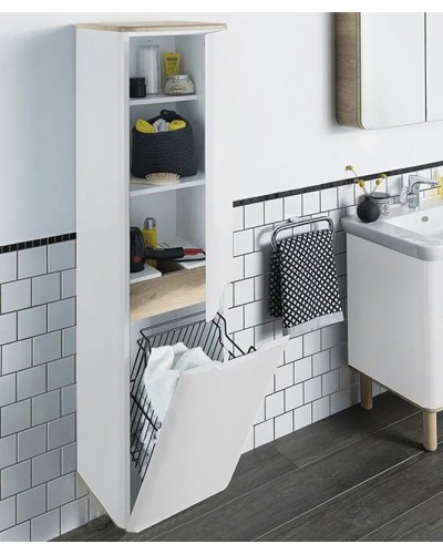 Шкаф пенал Vitra Sento 40 R 60842 подвесной с бельевой корзиной Белый матовый