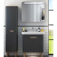 Шкаф пенал Vitra Sento 40 L 60856 подвесной с бельевой корзиной Антрацит матовый