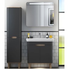 Шкаф пенал Vitra Sento 40 L 60856 подвесной с бельевой корзиной Антрацит матовый