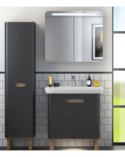 Шкаф пенал Vitra Sento 40 L 60856 подвесной с бельевой корзиной Антрацит матовый