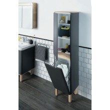 Шкаф пенал Vitra Sento 40 L 60856 подвесной с бельевой корзиной Антрацит матовый