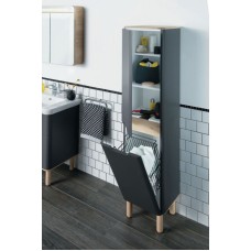 Шкаф пенал Vitra Sento 40 L 60856 подвесной с бельевой корзиной Антрацит матовый