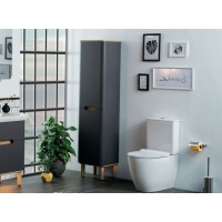 Шкаф пенал Vitra Sento 40 L 60856 подвесной с бельевой корзиной Антрацит матовый