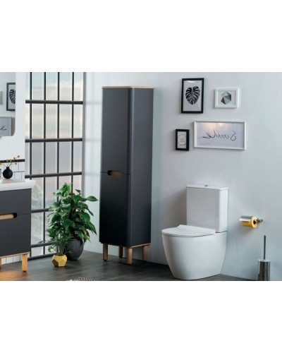 Шкаф пенал Vitra Sento 40 L 60856 подвесной с бельевой корзиной Антрацит матовый