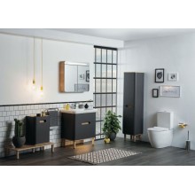 Шкаф пенал Vitra Sento 40 L 60856 подвесной с бельевой корзиной Антрацит матовый