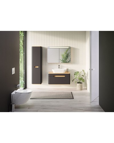 Шкаф пенал Vitra Sento 40 L 60856 подвесной с бельевой корзиной Антрацит матовый