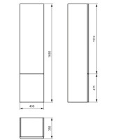 Подвесная колонна левосторонняя белый глянец Ideal Standard SoftMood T7836WG