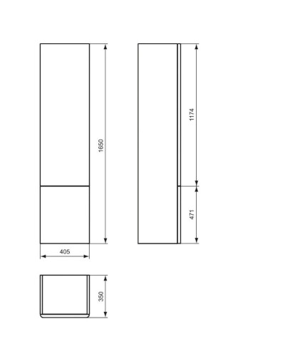 Подвесная колонна левосторонняя белый глянец Ideal Standard SoftMood T7836WG