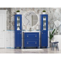 Версаль - 35 Пенал со стеклом синий матовый лев.