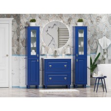 Версаль - 35 Пенал со стеклом синий матовый лев.