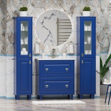 Версаль - 35 Пенал со стеклом синий матовый лев.