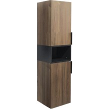 Шкаф пенал Comforty Штутгарт 40 00004151544 подвесной Дуб темно-коричневый Черный матовый