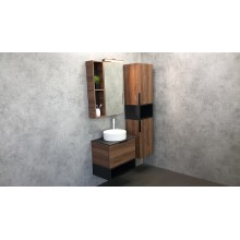 Шкаф пенал Comforty Штутгарт 40 00004151544 подвесной Дуб темно-коричневый Черный матовый