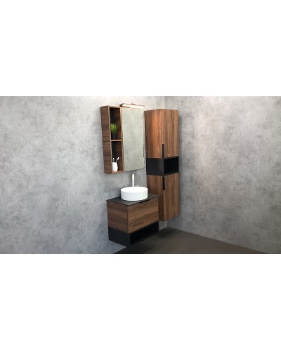 Шкаф пенал Comforty Штутгарт 40 00004151544 подвесной Дуб темно-коричневый Черный матовый