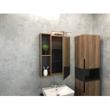 Шкаф пенал Comforty Штутгарт 40 00004151544 подвесной Дуб темно-коричневый Черный матовый