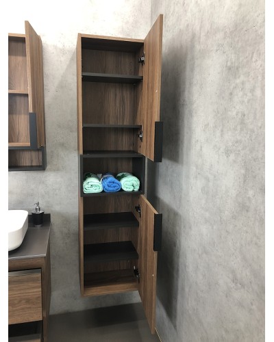 Шкаф пенал Comforty Штутгарт 40 00004151544 подвесной Дуб темно-коричневый Черный матовый