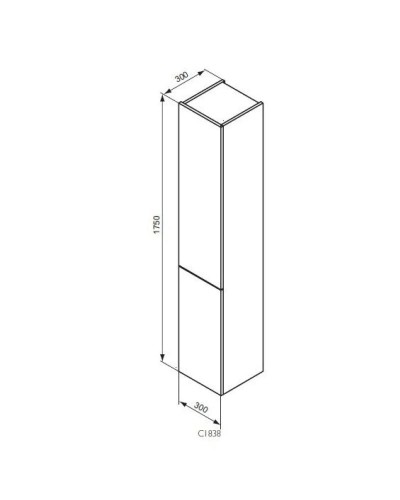 Пенал подвесной белый глянец с 2-мя реверсивными дверцами Ideal Standard Connect C1838WG