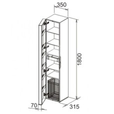 Пенал левосторонний с корзиной белый/олива KEUCO Edition 300 30311389101