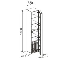 Пенал правосторонний с корзиной белый/эбано KEUCO Edition 300 30311382402