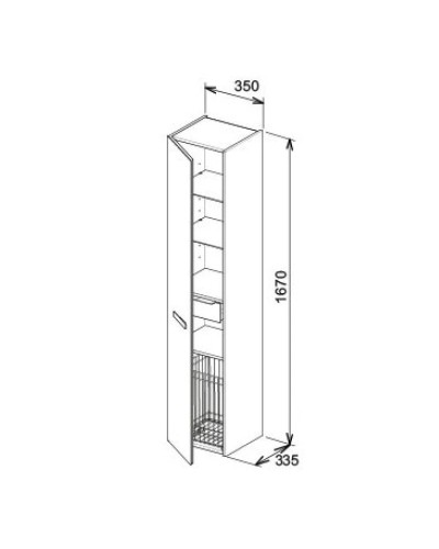 Пенал левосторонний с корзиной белый глянец/белое стекло KEUCO Royal Universe 32731210001